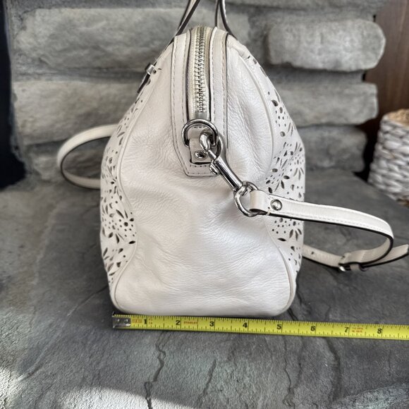 Coach Taylor Eyelet Leather Satchel w/ Shoulder Strap Ivory/White F27392 Bridal - Picture 3 of 10